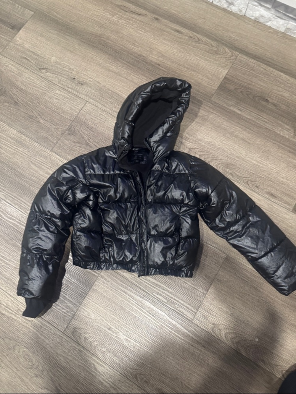 all in motion Black Hooded Cropped Puffer Jacket
